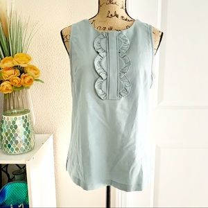 Dusty Sage Ruffle Medallion Blouse